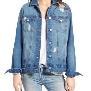 BP Nordstrom distress oversized denim jacket size XL